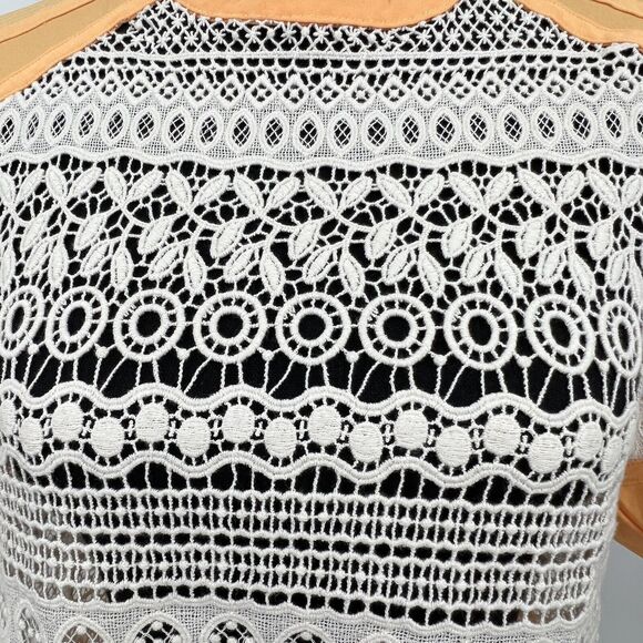 Potter's Pot Creme Crochet Lace Cropped Boxy Top Lace Skirt Boho Large‎ - Picture 10 of 12